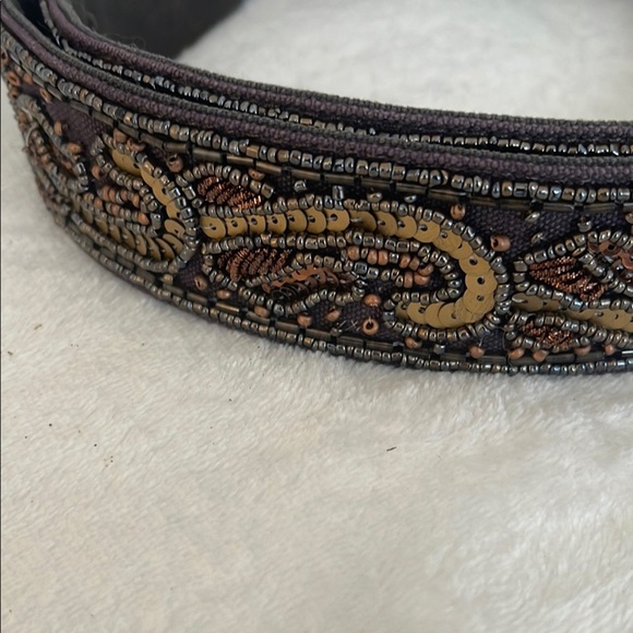 Fossil Purple and Gold Belt with Decorative Stitching - Picture 2 of 4
